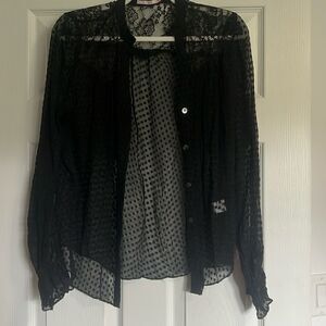 WINK Size Medium Black Top - Blouse Button Down - Worn Once